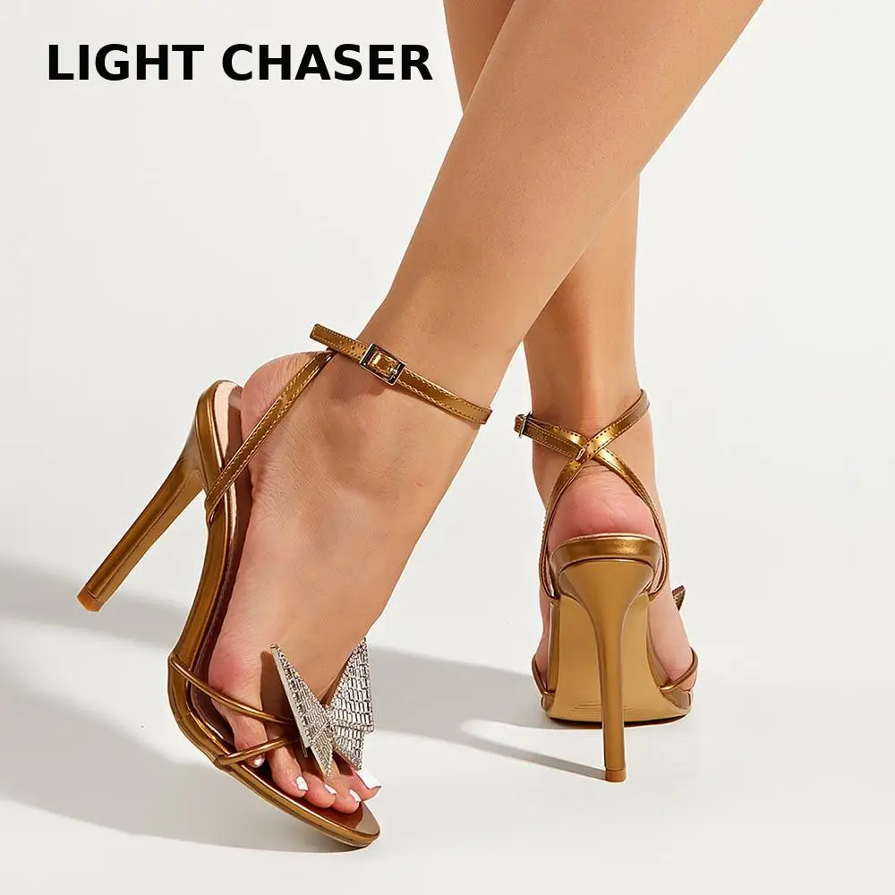 High-heeled Sandals Women's Summer All-match Temperament Rhinestone Butterfly Stiletto Sandals Women's Party Dress Women's Shoes