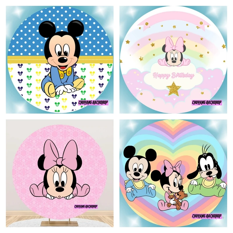 

Голубой розовый детский фон Минни Микки Маус Дисней детский день рождения детский праздник Фотофон