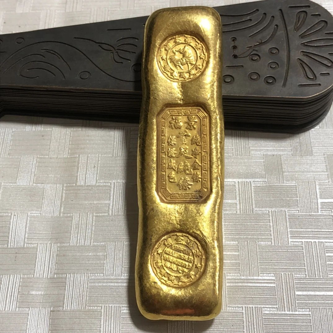 

Antique Collection Home Craft Ornament Bronze Gilt Gold Bar Exquisite Workmanship