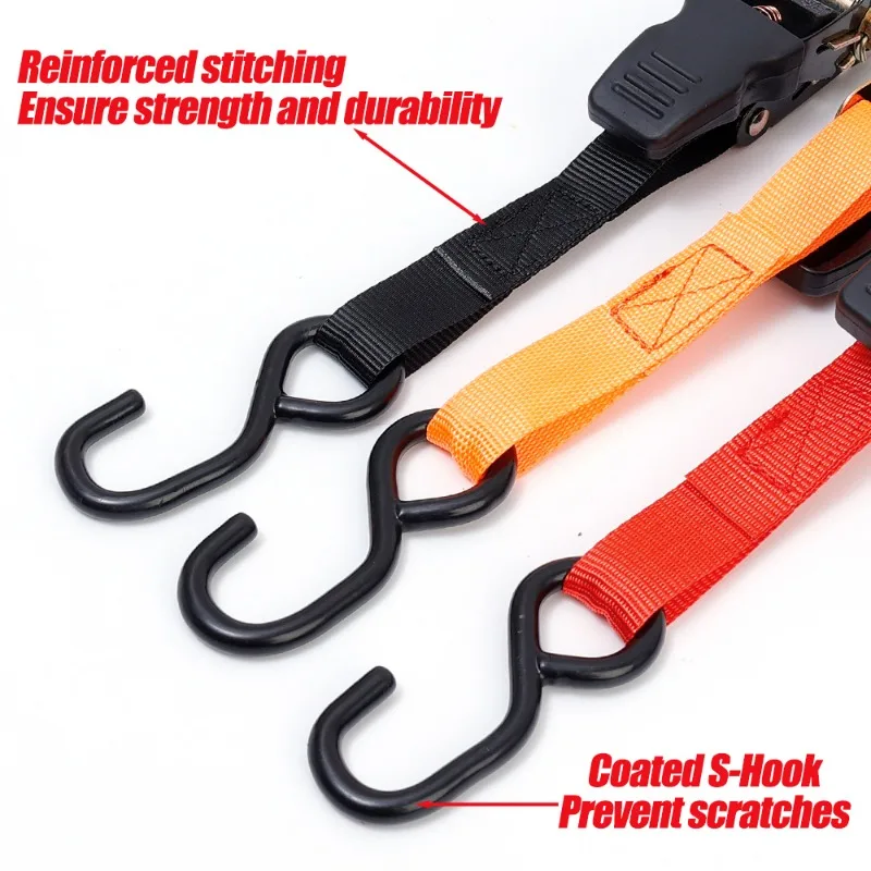 Car Cargo Strap Tie Ratchet Cargo Tensioner Truck Luggage Fixing Straps Heavy Duty Buckle Tightening Trailer Bike Lashing Tie motorcycle luggage strap ratchet tie down belts