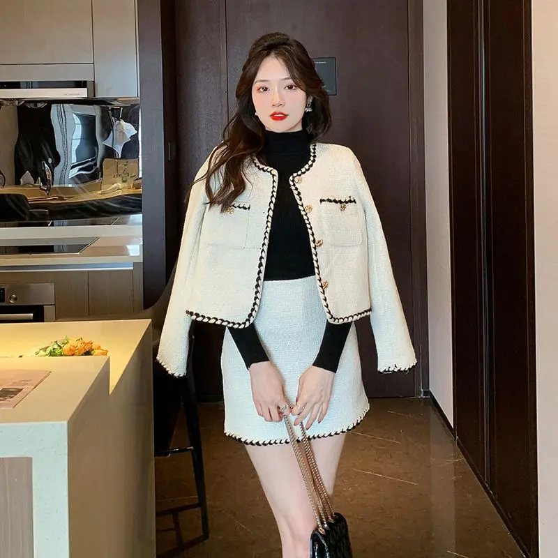 

UNXX Luxury Small Suit Set for Women 2023 New Season Hot Sale Spring Autumn Elegant Ladylike High-End Skirt Two-Piece Set Female