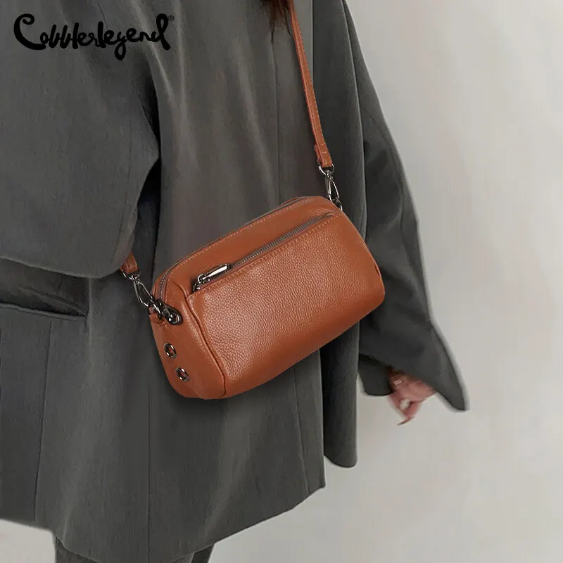 

Genuine Leather Shoulder bag for Woman Messenger Bag soft leather Zipper Much Interlayer Satchel