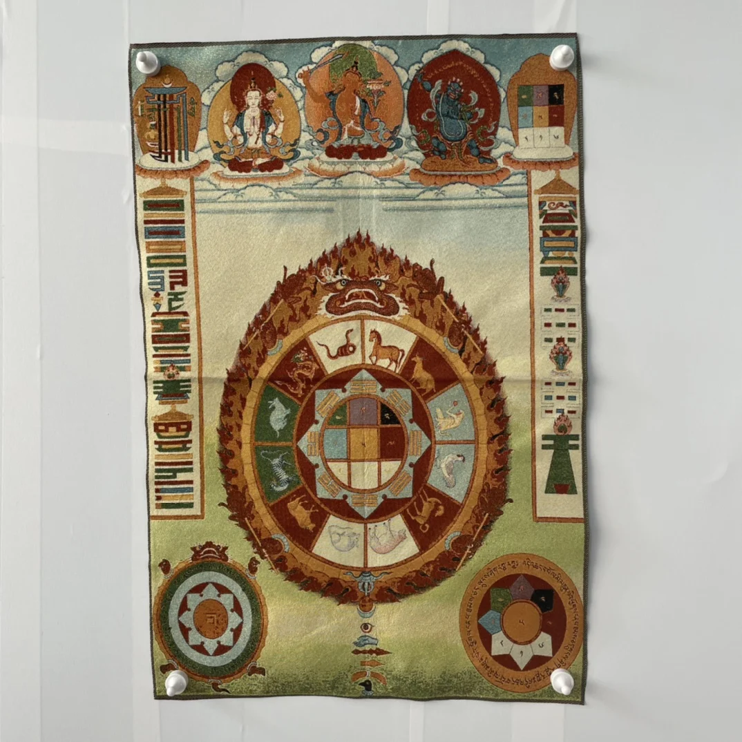 

Free Delivery China Elaborate Silk Embroidery Luck Geomantic Thangka Painting Mural Household Decoration#118