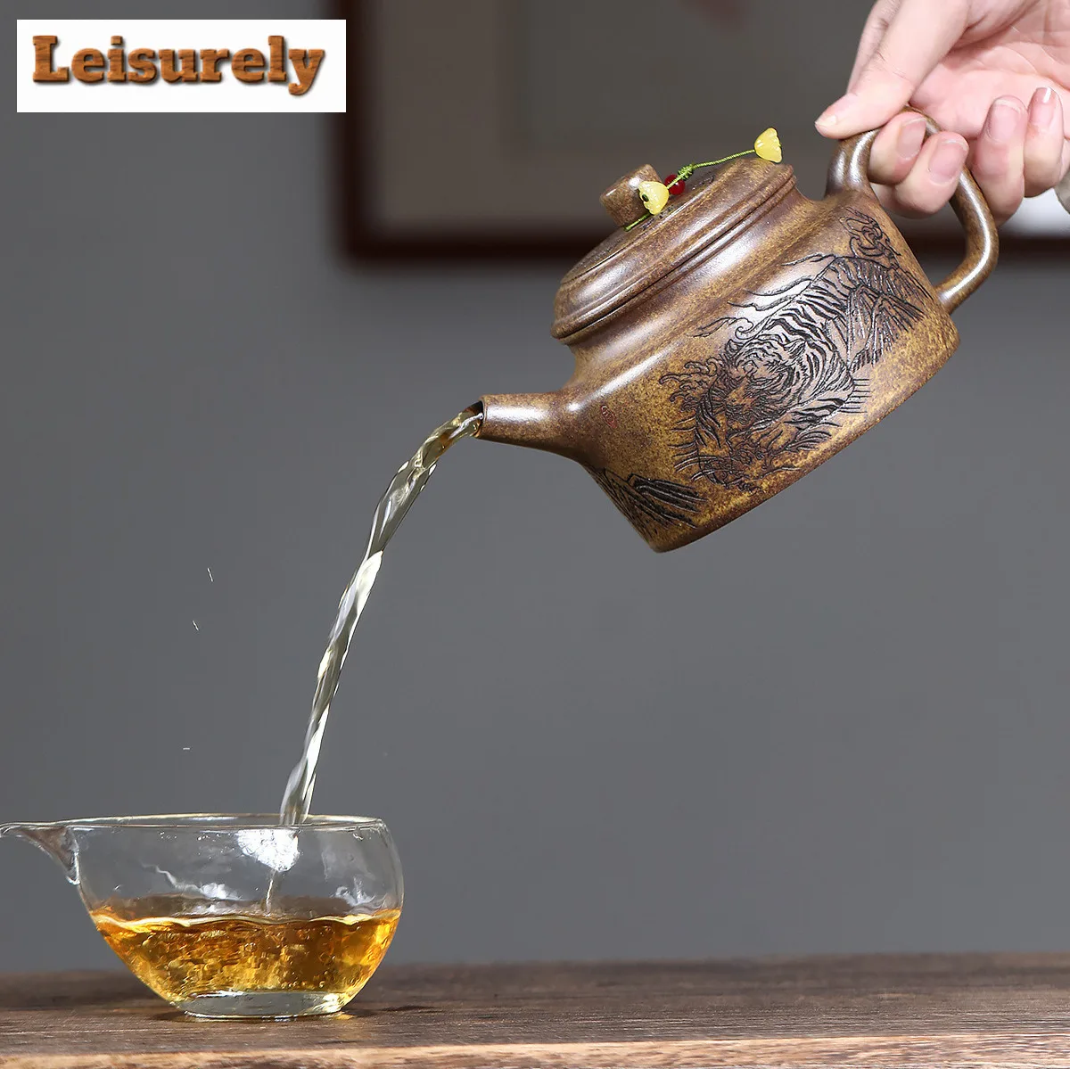 510ml Yixing Purple Clay Teapots Handmade Dragon Tiger Pot Raw Ore Wood-fired Porcelain Mud Kettle With Filter Zisha Tea Set