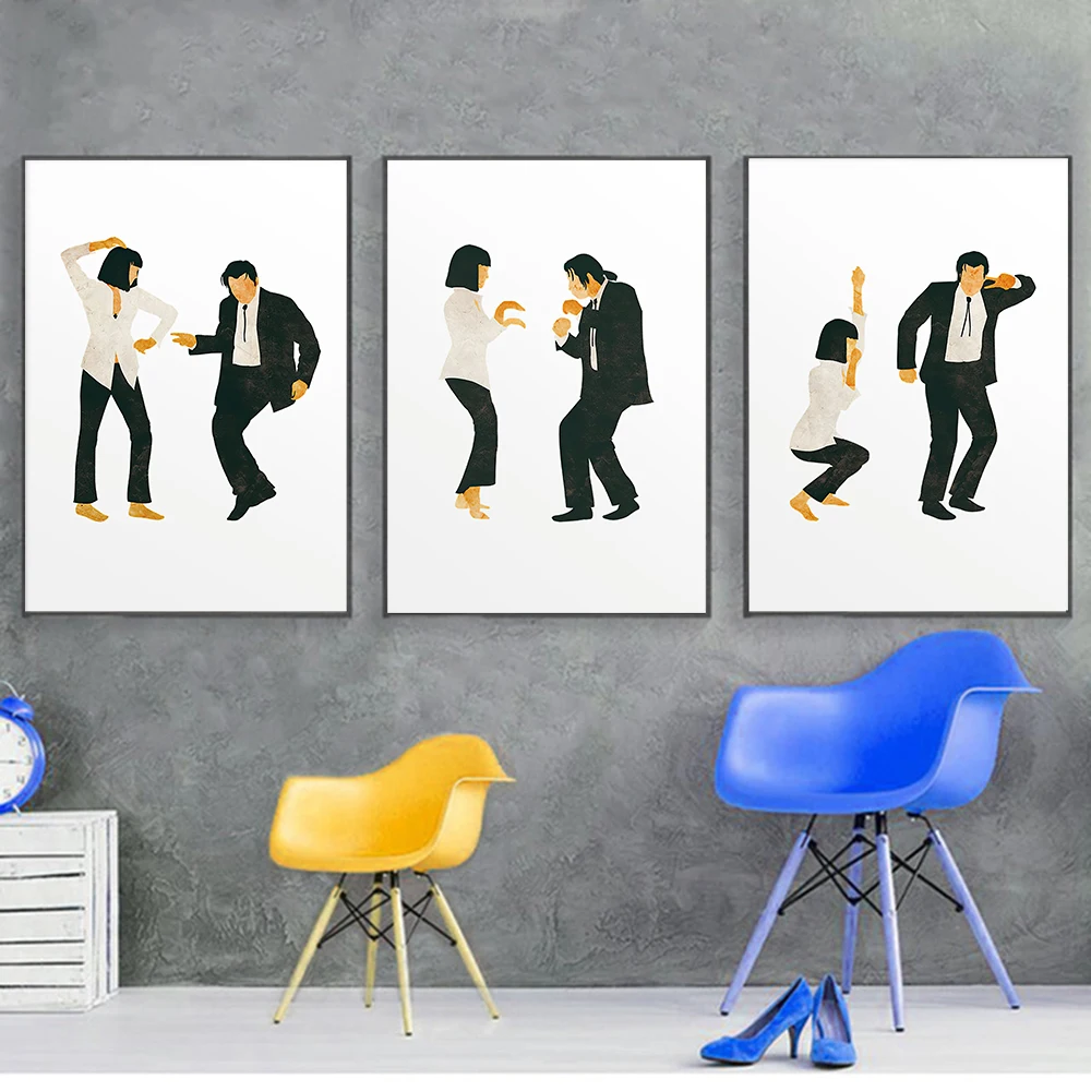 펄프 픽션 포스터 아트 프린트 클래식 영화 잭 래빗 댄스 포스터, 미니멀리스트 벽 아트 캔버스 페인팅, 벽 그림 홈 장식 -  AliExpress, image size:1000x1000