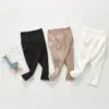 Spring And Autumn Newborn Infant Baby Boys And Girls Cotton Solid Color High Waisted Leggings Kids Fashion Baby Clothing 2