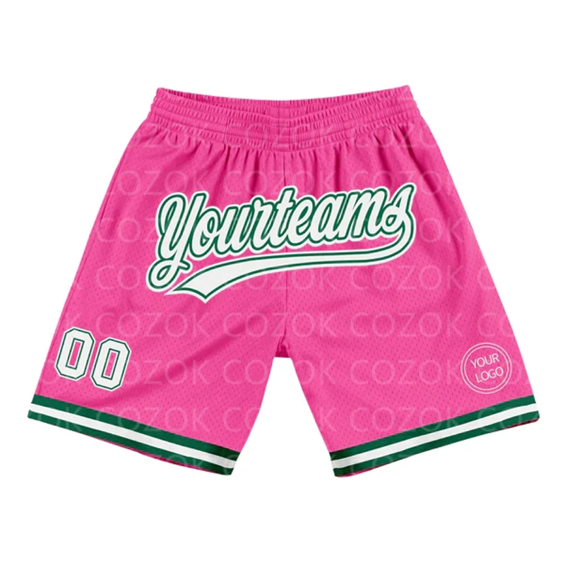 Custom Pink Black Authentic Basketball Shorts 3D Printed Men Shorts Name Mumber Quick Drying Beach Shorts