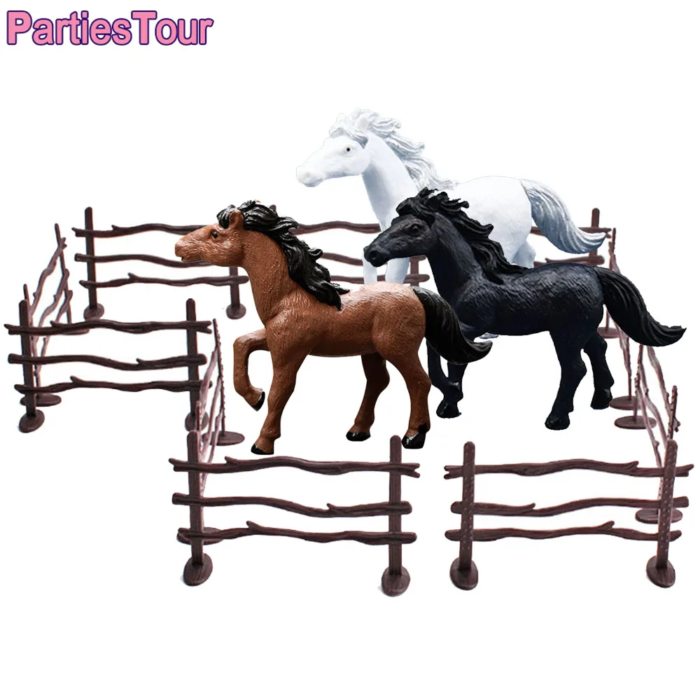 Cavallo Festa Di Compleanno Mini Cavallo Figurine Cake Topper Recinto Recinto Giocattolo Corsa Cavallo Torta Decor Cowboy Cowgril Brithday Forniture