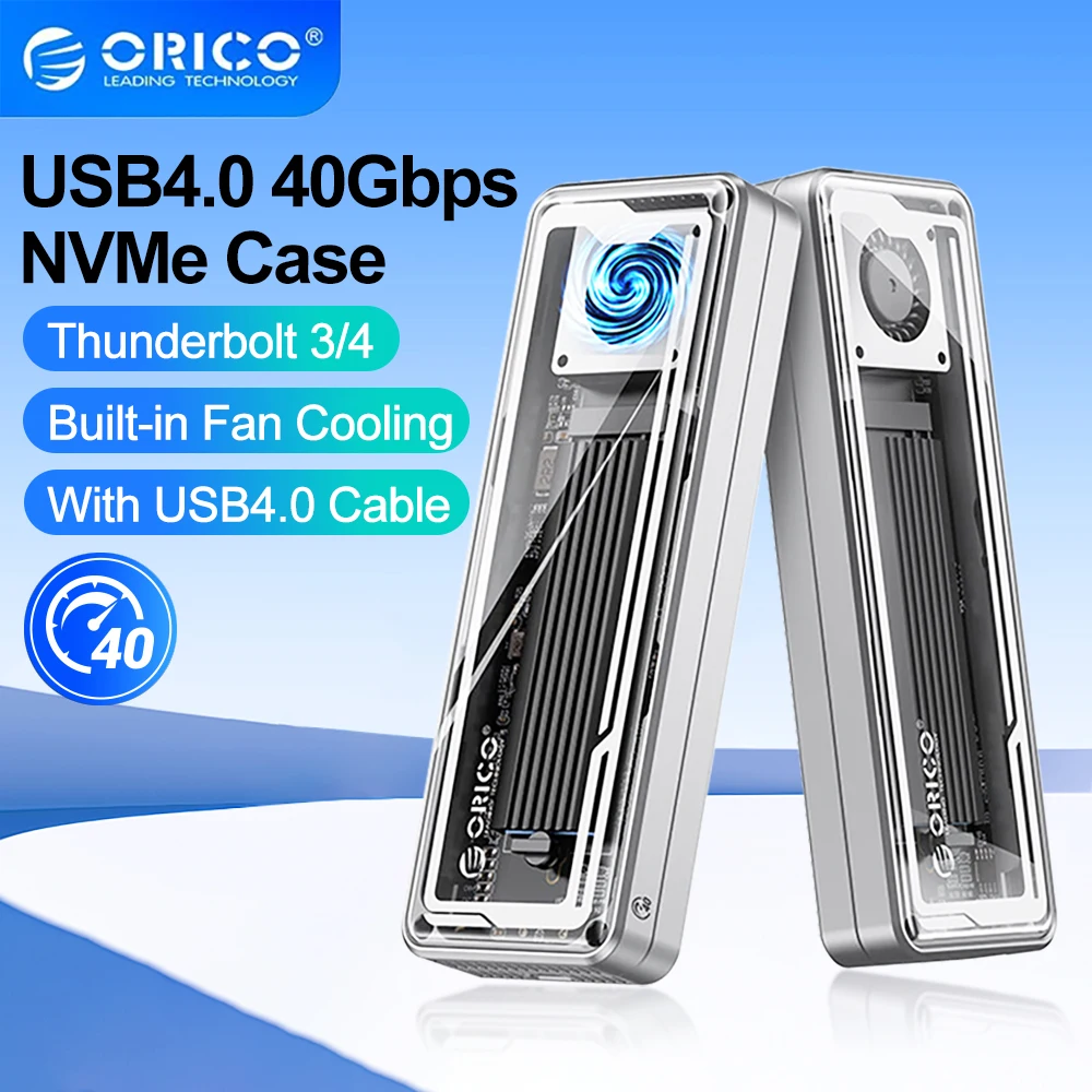 Orico 40Gbps Usb4 M.2 Custodia Ssd Con Ventola Di Raffreddamento Usbc Pcie4.0 Custodia Nvme Compatibile In Alluminio Thunderbolt 3/4 Supporto 8Tb