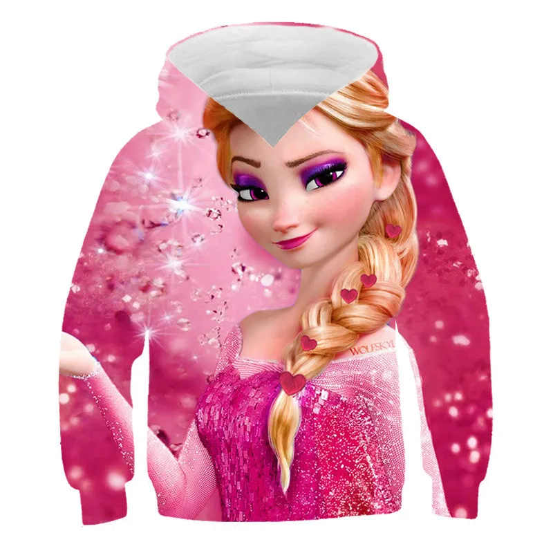 

Children's Cartoon Long Sleeve Sweatshirt Girls Frozen Anna Elsa Hoodies Tops Clothing 3D Print Pullover fit girls size 6M-140T
