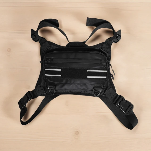 Chest Rig Bag Lightweight Front Chest Pack Water Resistant Running Vest Bag with Reflective Strip for Cycling Hiking 2