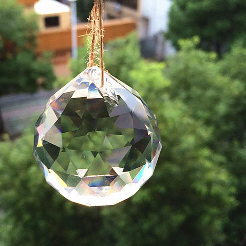 Top Quality Clear 40mm Faceted Crystal Ball For Chandeliers Part Hanging Pendant Glass Feng Shui Sphere Suncatcher Wedding Decor