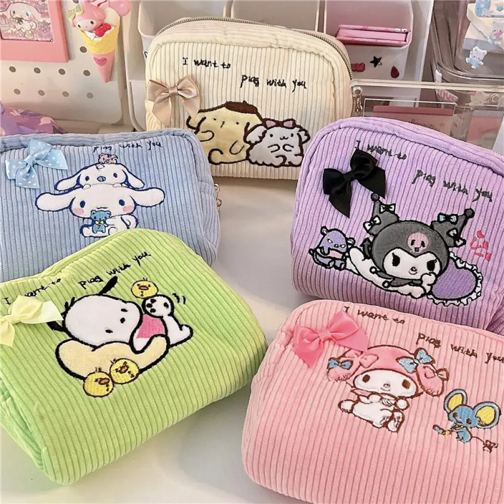 

2023 New Kawaii Kuromi My Melody Cinnamoroll Coin Purse Anime Cartoon Portable Travel Wash Makeup Bag Sanitary Napkin Pouch Gift