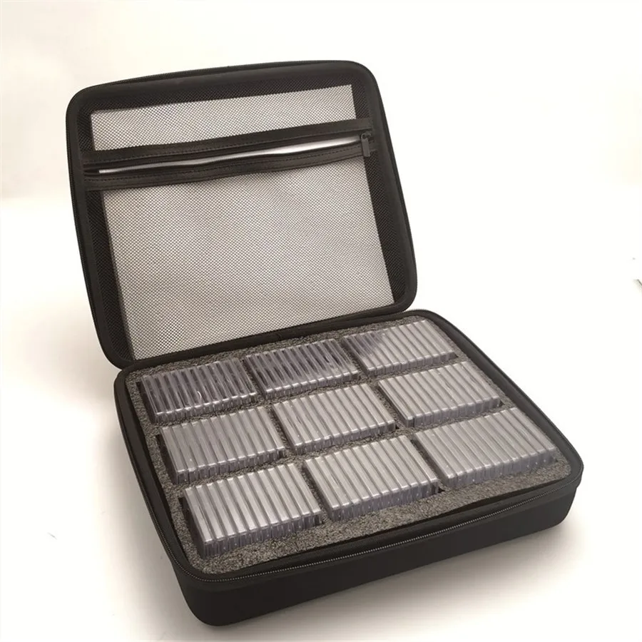 PS 지퍼 백 블랙 백 100 정사각형 코인 캡슐 흰색 조절 가능한 내부 링 수집 상자 - AliExpress