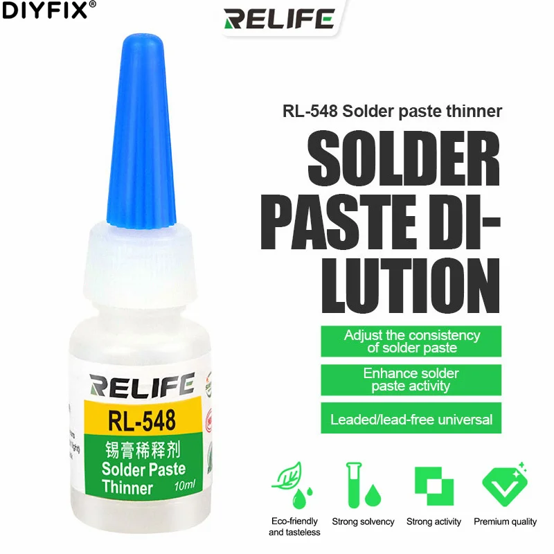 

Relife RL-548 10ML Solder Paste Thinner For Leaded/Lead-free Solder Paste Dilution Enhance Solder Paste Activity