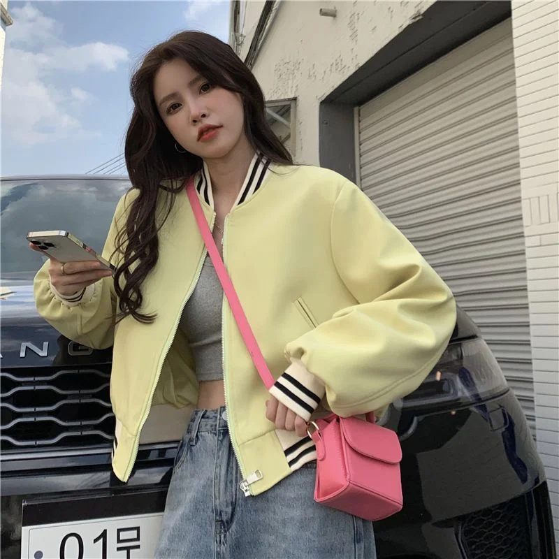 Short Baseball Jersey Women's Autumn Korean Version 2023 New Loose Sweetheart Fried Street Student Loose Long Sleeve Jacket Coat