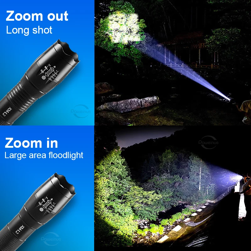 超高出力LED懐中電灯 XM-L 16球 強力懐中電灯X16B CRECOTE 高輝度 ズーム付き フラッシュライト