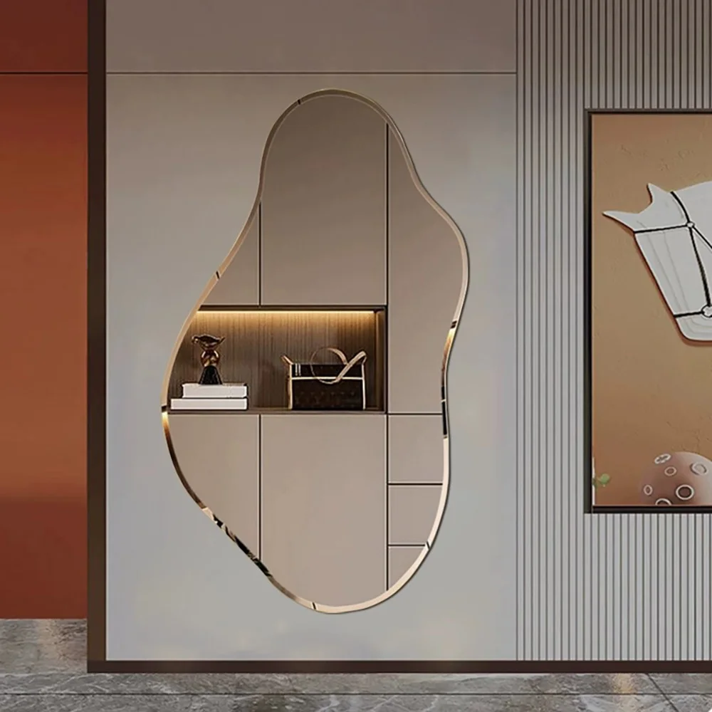 Nordic Simple Smart Bathroom Mirrors Home Irregular Bathroom Mirror Designer Wall-mounted Bath Mirrors Bedroom Vanity Mirror