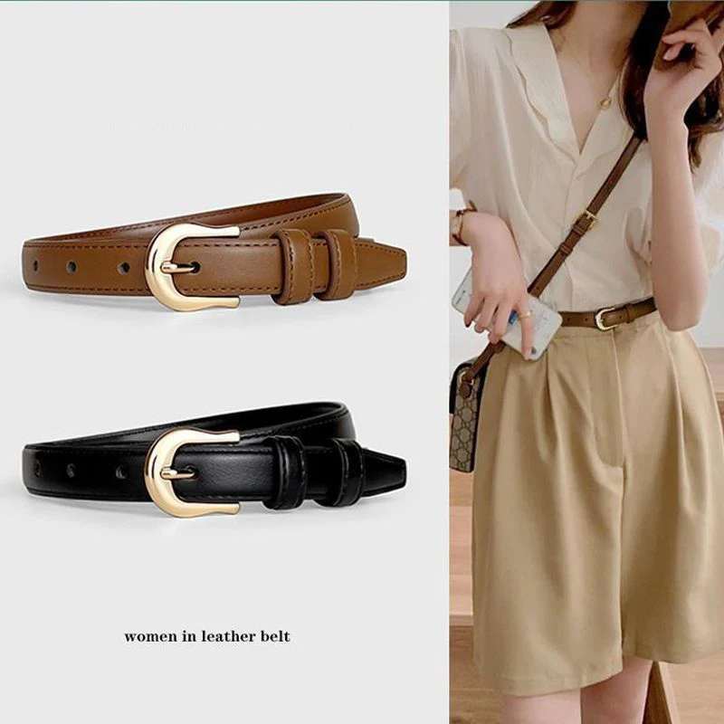Belt female models super leather hundred with 2023 new belt ladies pin buckle fashion decoration jeans belt cowhide simple Best Sellers In Accessories