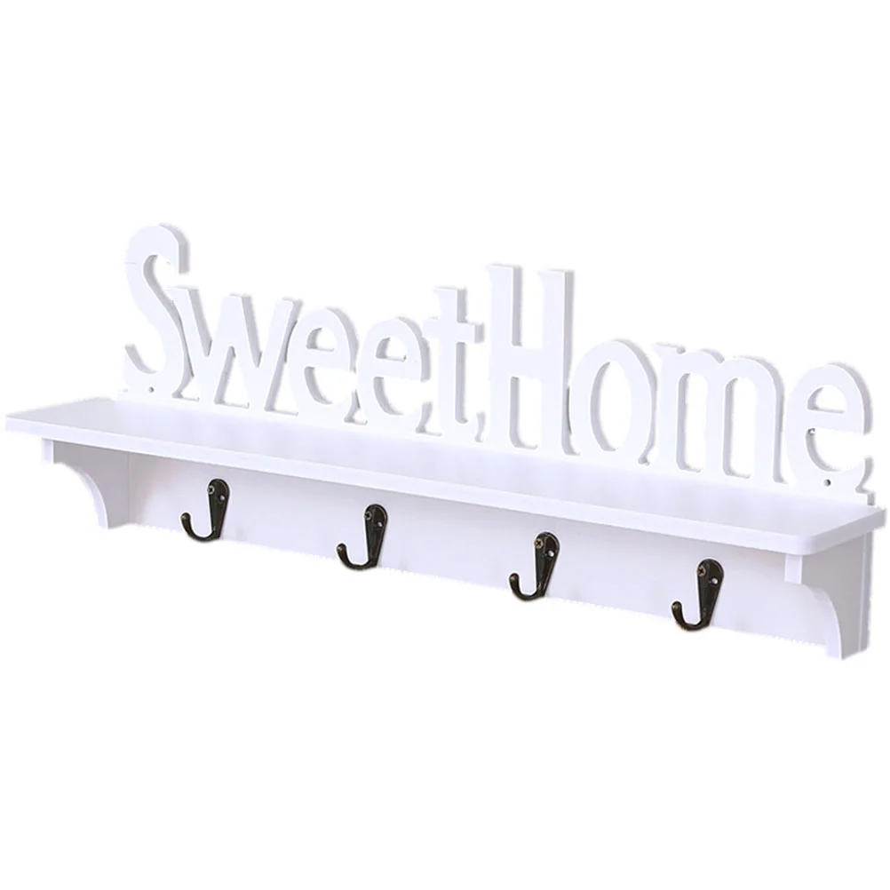 

Creative Keychain Organizer Sweet Home Wall Mounted Rack Wall Door Hanger Hook Storage Rack for Coat Hat Clothes Key (White)