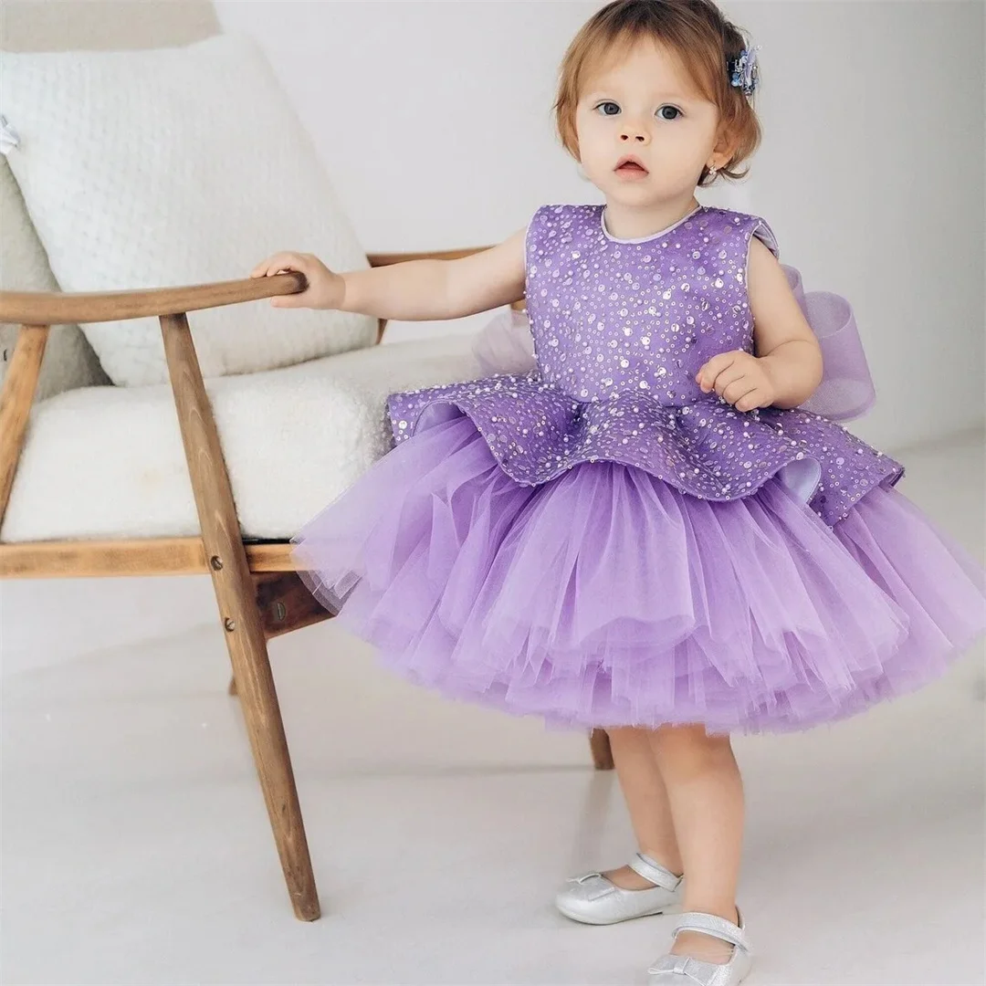 

Flower Girl Dresses Tulle Puffy Solid With Tailing Sleeveless For Wedding Birthday Party Banquet Princess Gowns