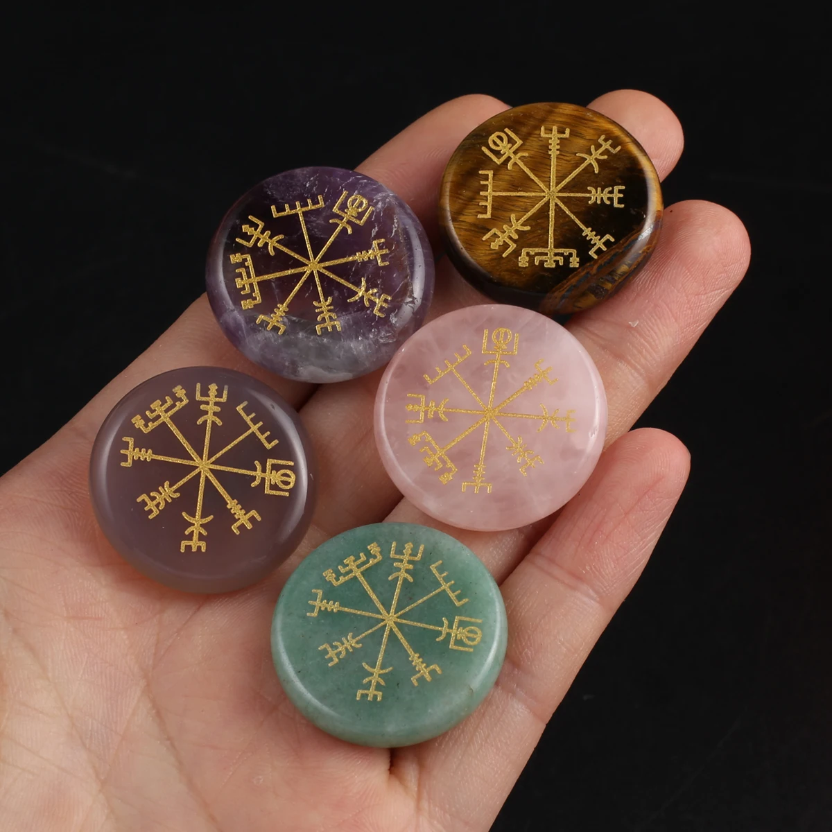 

5pcs/pack Random Color Natural Round Stone Ornaments Charming Healing Landscape Room Decorations Accessories Daily Gifts