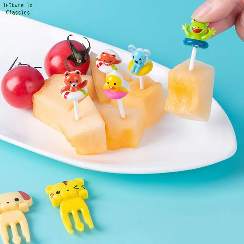 Description Picture 5 of item1 set/pack Cute Eyes Fruit Fork Plastic Fruit Pick Kids Bento Lunch Snack Cake Dessert Food Toothpick Kitchen Tableware Decor