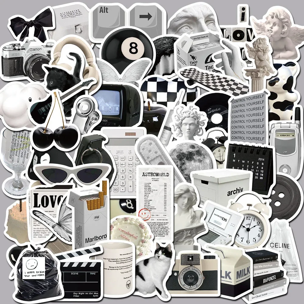 Aesthetic Black Graffiti Sticker Set - Modern Style for Personalizing Your Belongings