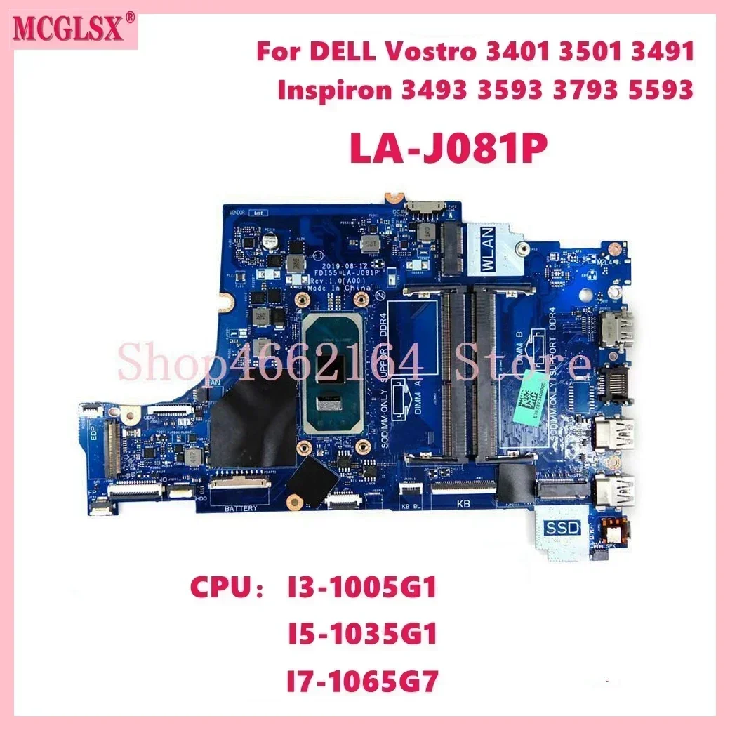LA-J081P com i5 i7-10th gen cpu mainboard para dell vostro 3401