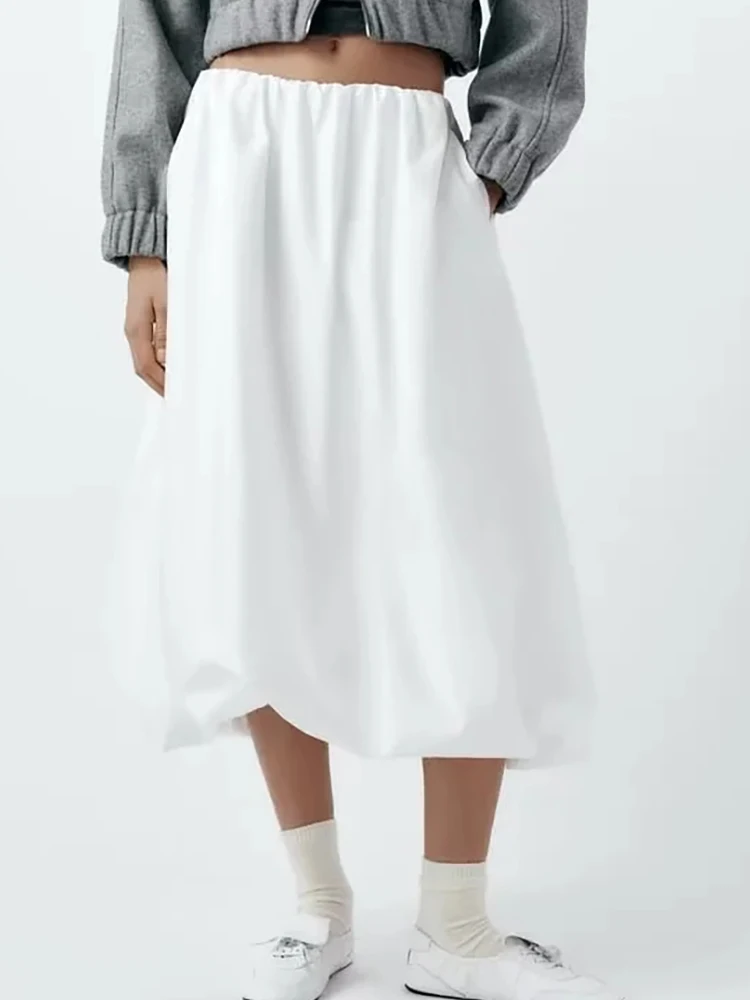 

Women 2024 Spring Summer New Casual White Long Straight Skirts Female Fashion High Waist Loose Midi Skirt