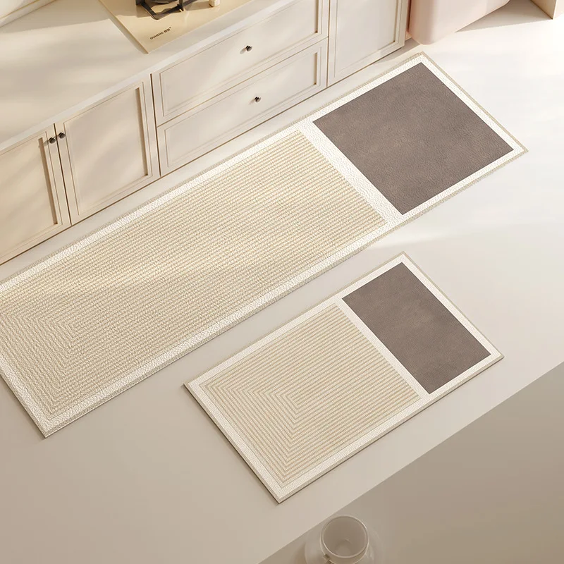 VIKAMA Modern Light luxury kitchen floor mat Entry door washless door mat Waterproof household non-slip and dirty foot RUG floor mat