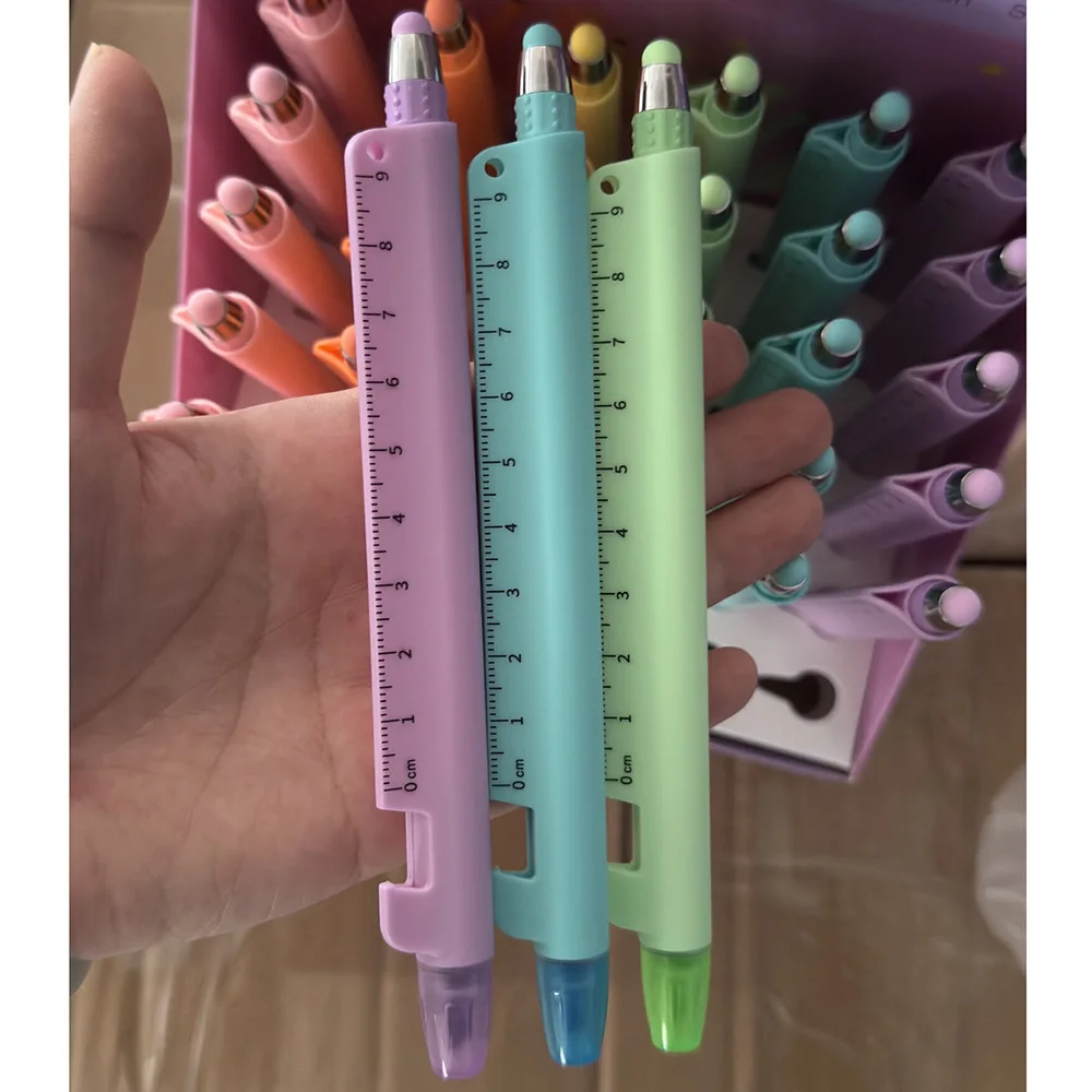 36pcs 다기능 볼펜 패션 스타일러스 사무용품 도매 학교 문구 메이커 펜 자 5 in 1 펜