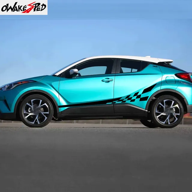 2pcs For Toyota C-HR Racing Flag Sport Stripes Car Sticker