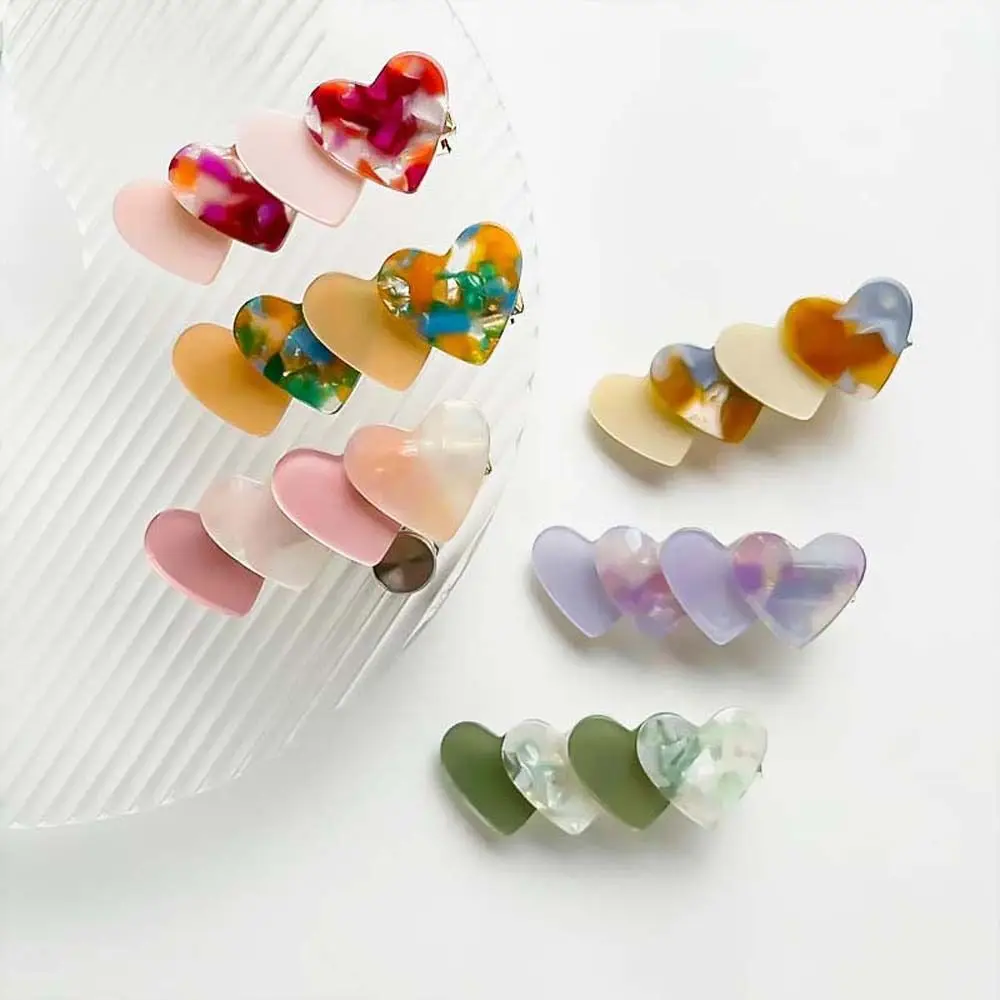 

Duckbill Clip Acetate Heart Hair Clip Three Love Heart Bangs Clip Love Heart Hair Clip Vacation Headwear Female Hair Accessories