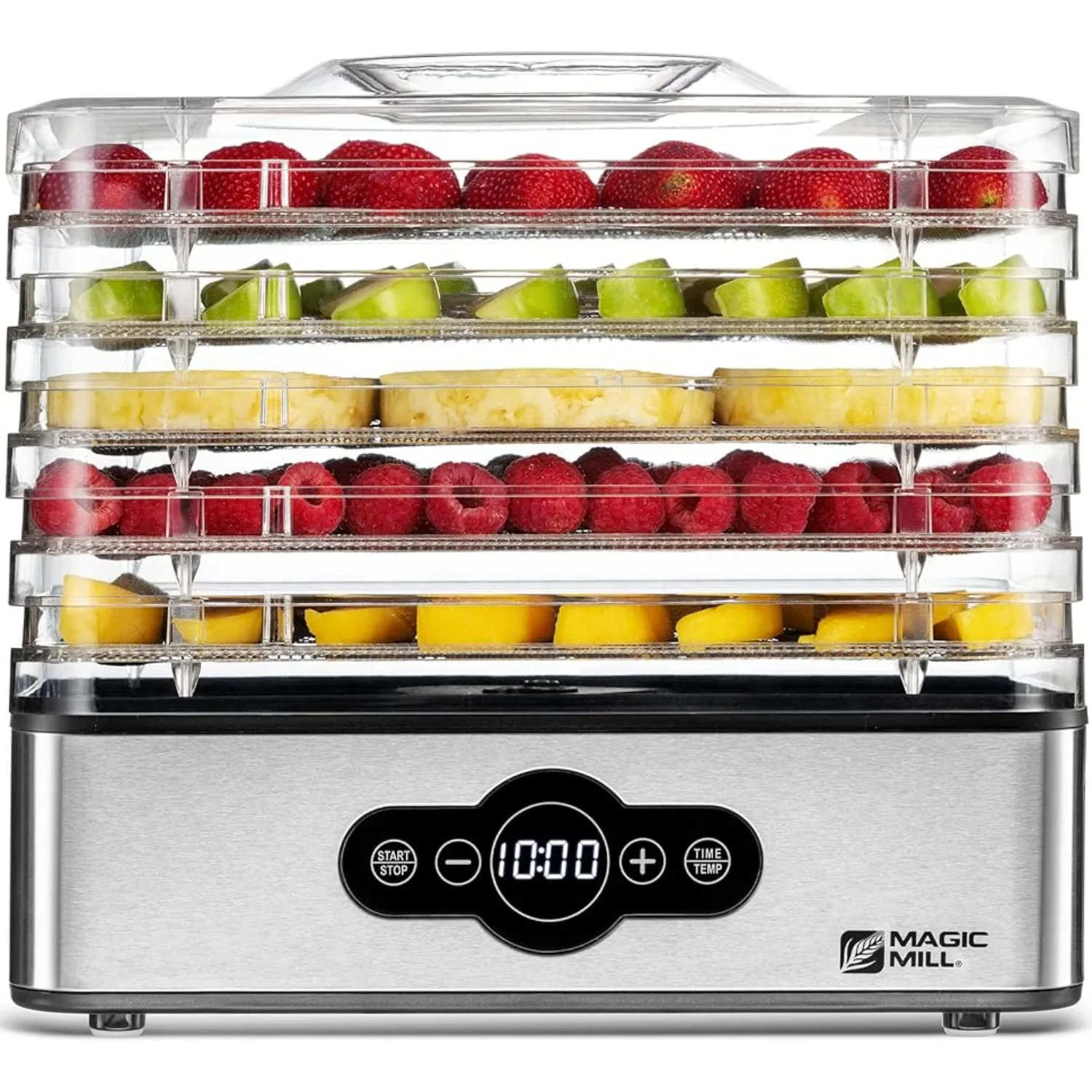 Food Dehydrator Machine 5 Stackable Stainless Steel Trays Jerky Dryer with Digital Adjustable Timer & Temperature Control