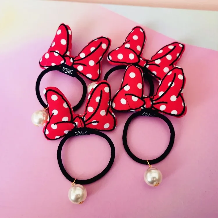 Disney Princess Hair Accessories Minnie Ears Bow Hair Hoop Head Rope Rubber Band Hoop