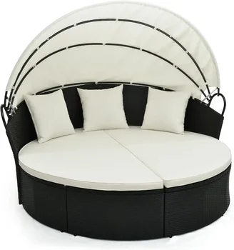 Round Daybed with Retractable Canopy 1