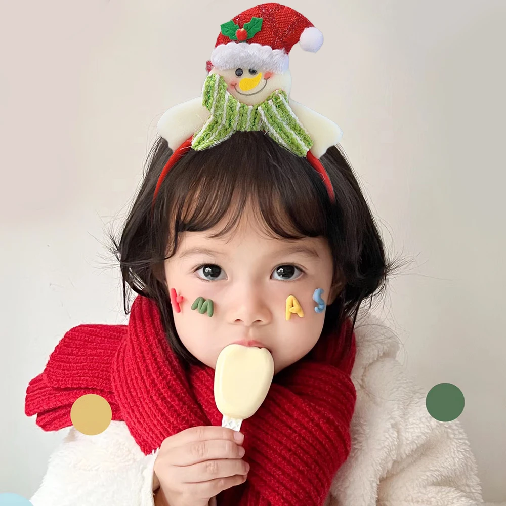 Christmas Kids Headband Cartoon Santa Claus Snowman Elk Hair Band Christmas Children Gifts Happy New Year Party Decoration Prop