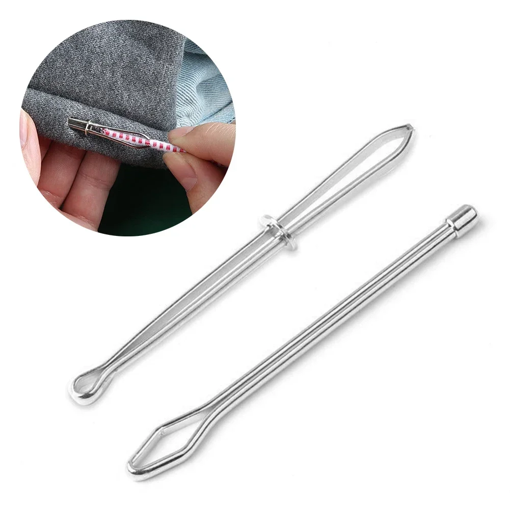 2 Pcs Metal Elastic Band Punching Cross Needle Threading Machine DIY Clothing Clip Sewing Tool Wear-resistant Elastic Clip