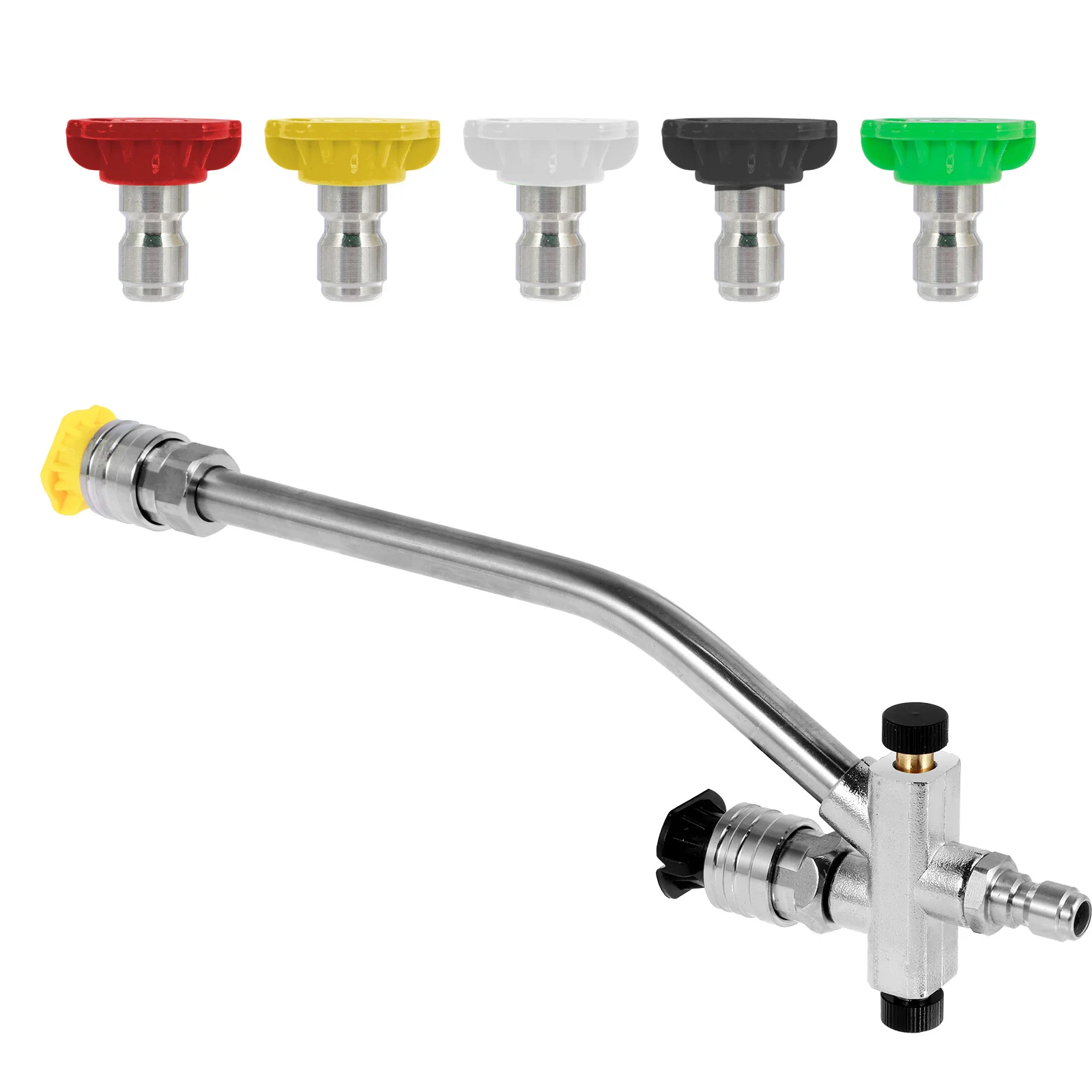

Pressure Washer Foam Cannon Attachment with Dual-Connector and 5 Nozzle Tips Stainless Steel Pressure Washer Double Tip