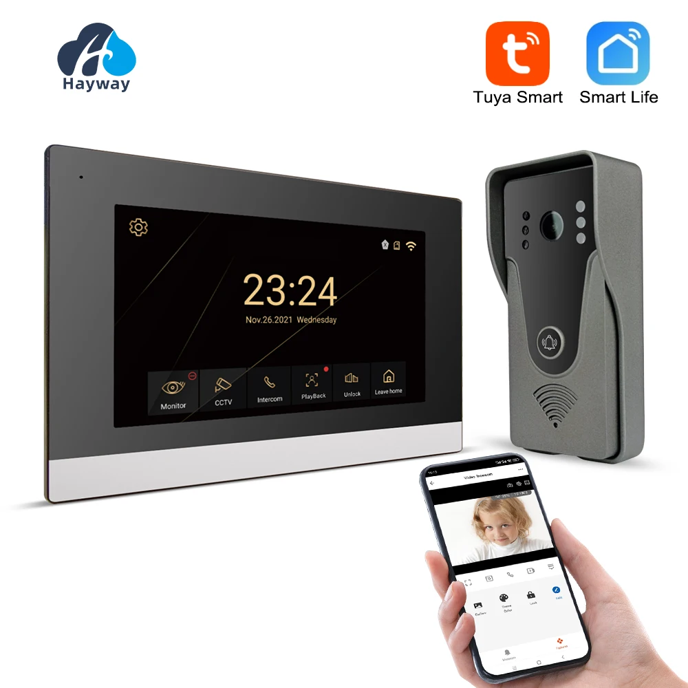 Tuya Smart Home Video System 7 Inches Touch Screen WiFi Door