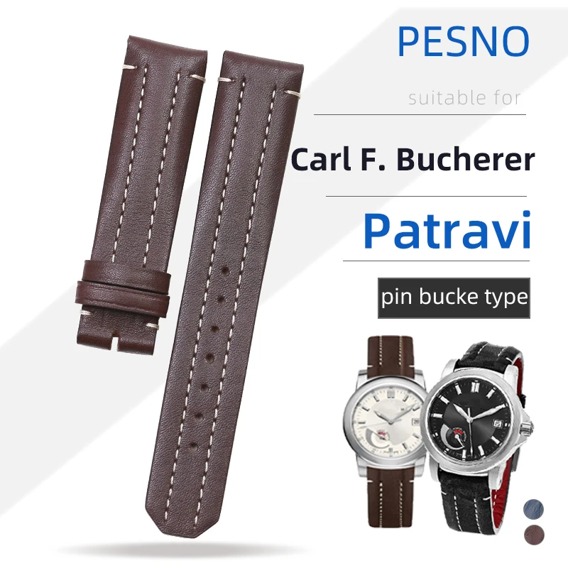 Pesno Compatibile Per Carl F. Bucherer Patravi 10620/10623 Vera Pelle Di Vitello In Pelle 19Mm Cinturini Per Orologi Da Uomo Accessori