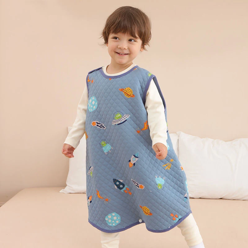 Spring Autumn Baby Cotton Sleeping Bag Sleeveless Children Jumpsuit Cartoon Pajamas Newborn Sleeping Bag Snap Buttons