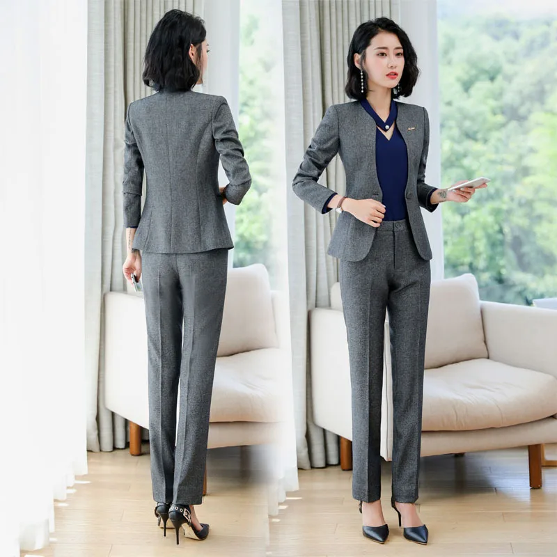 1903 Long Sleeve Elegant Women's Business Wear Professional Skirt Suit Work Clothes Large Size Suit Business Formal Wear Work Cl