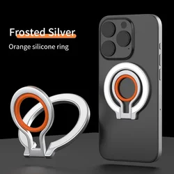 Magnetic 360° Rotating Foldable Metal Phone Ring Holder Stand (Silver Orange)