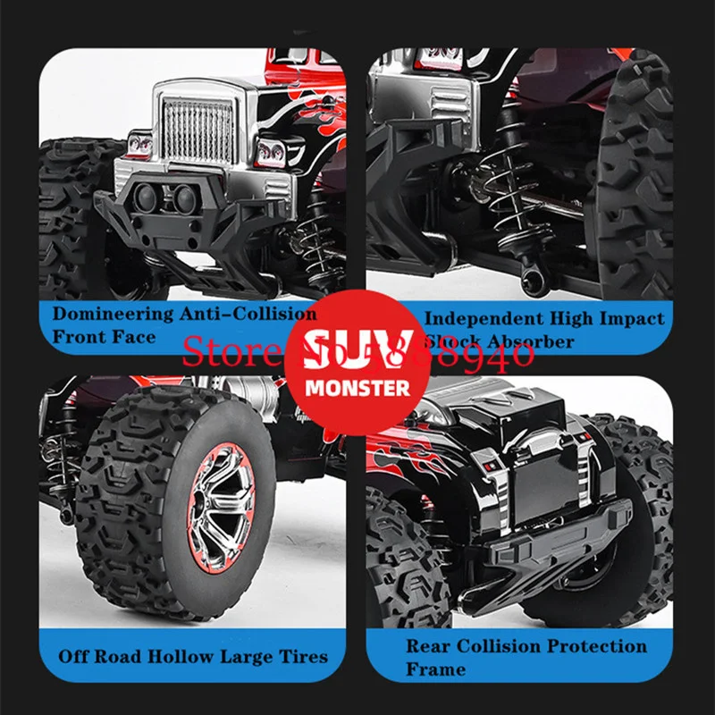 1:10 Full Scale 4WD 60KM/H Remote Control Off-Road Truck Vehicle 45° Climbing Alloy Transmission Waterproof High Speed RC Car 5