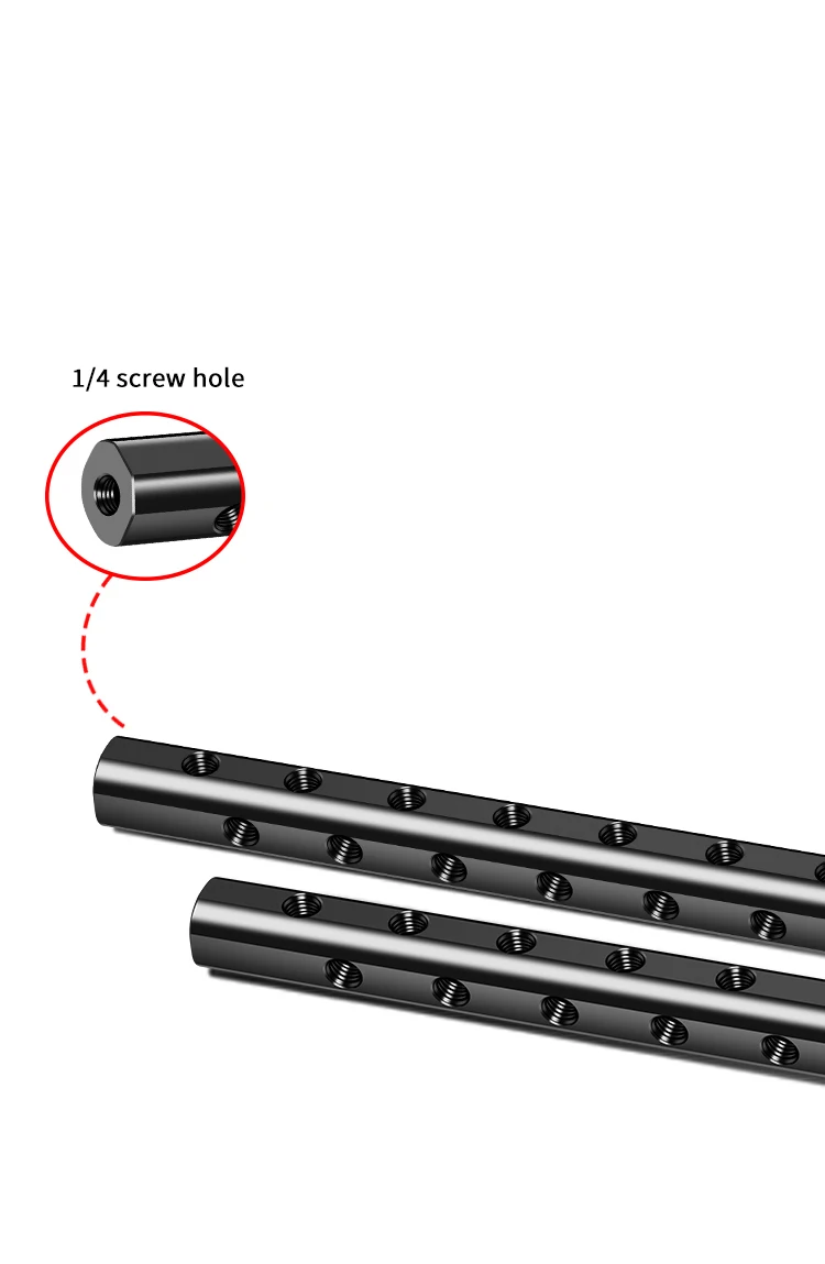 Description Picture 5 of item2PCS D15mm Aluminum Rods 1/4 Thread for Iconic Brand Nikon Iconic Brand Fuji DSLR Camera Cage Follow Focus Tube Rod Rail System Top Grip Mount