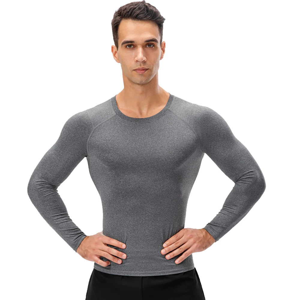 

Men Compression Shirt Quick Dry Tight Long Sleeve Running T-shirt Gym Fitness joggers Training Sportswear Rash Guard MMA