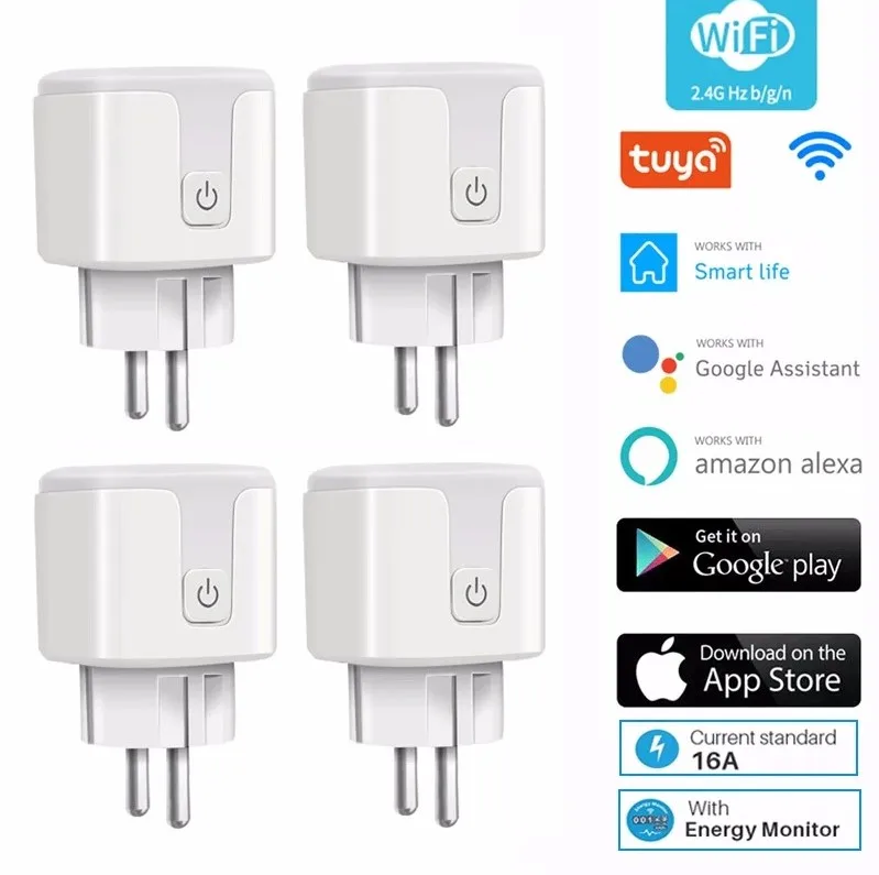 Tuya 16a Wifi Smart Plug Eu Timer Socket Power Monitor Smart Home