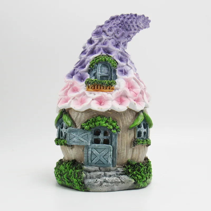 

Solar Cottages House Ornament Outdoor Courtyard Balcony Garden Decoration Resin Furnishing Articles Statue Glow In Dark Ornament